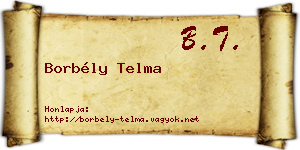 Borbély Telma névjegykártya